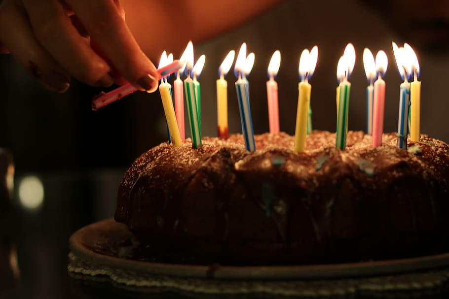 close-up photography, cake, lighted, Candles, Birthday Cake, birthday, dessert, food, baked, bakery