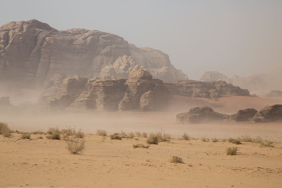 jordan, desert, canyon, sand, wadi rum, tranquility, beauty in nature, scenics - nature, tranquil scene, sky
