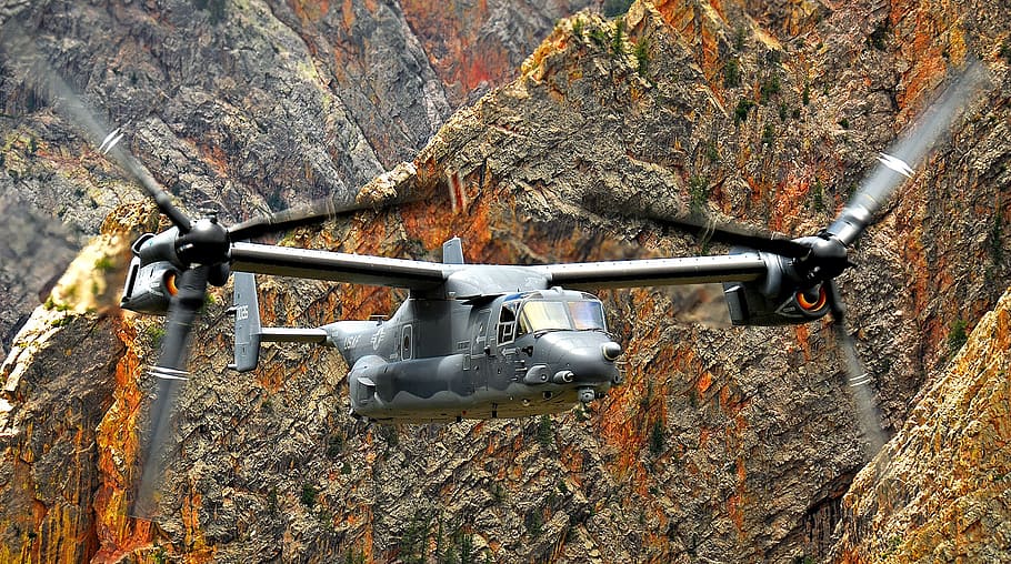 helicopter, osprey, cv-22, new mexico, military, flying, air force, outside, day, tree