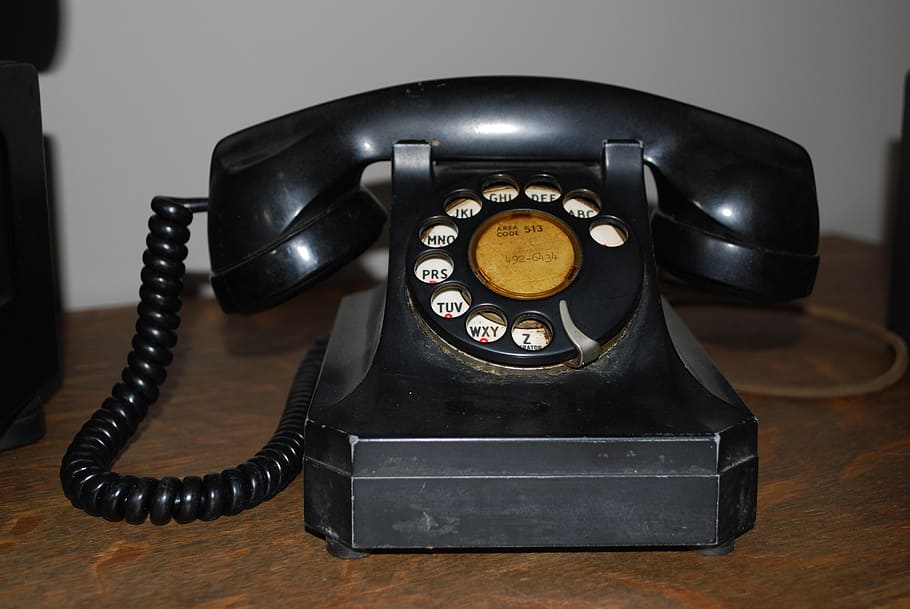 close, black, rotary, telephone, antiques, vintage, phone, technology, communication, landline phone