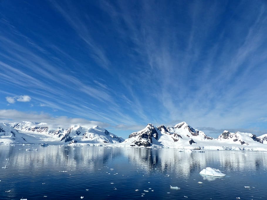 горная вершина, тело, воды, дневное время, Антарктида, Райский залив, холодно, снег, Лед, ледник