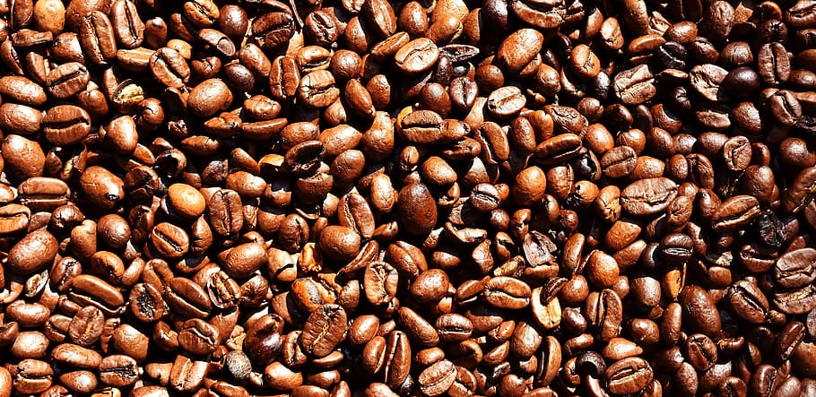 top-view photo, pile, coffee beans, coffee, benefit from, drink, caffeine, cafe, roasted, aroma