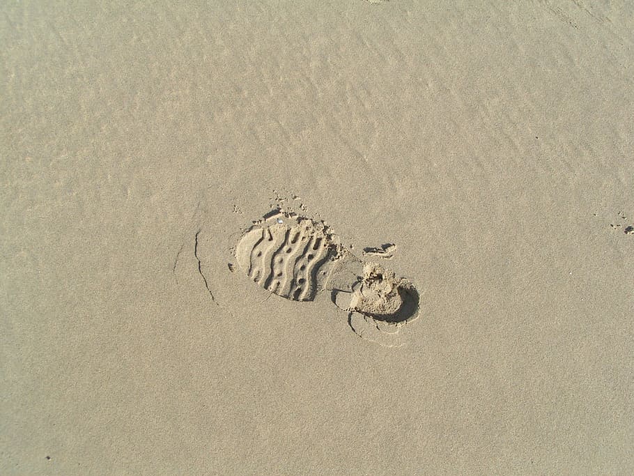 footprint, sand, beach, grains of sand, traces, pattern, excerpt of the beach, texture, sand beach, nature