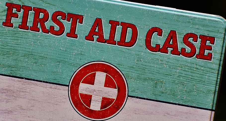 first aid, box, tin can, sheet, color, metal cans, metal, emergency, medicine chest, communication