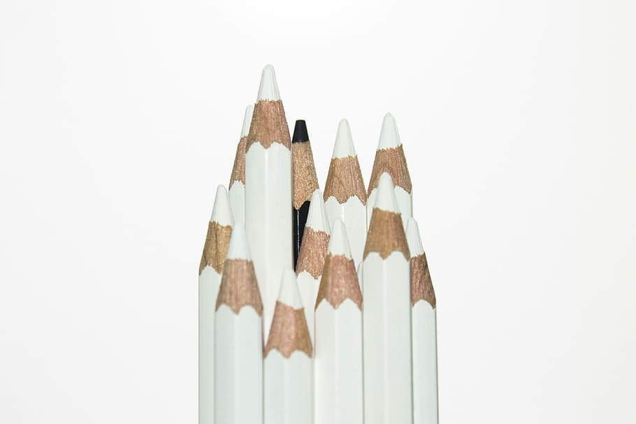 photography, white, pencils, background, pencil, black, difference, different, racism, diversity