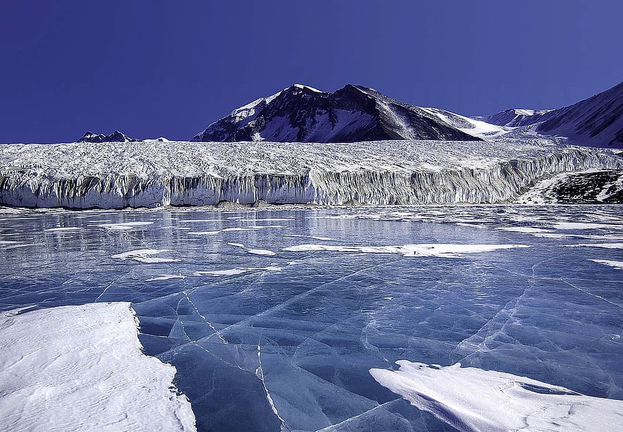 Lake Fryxell, Transantarctic Mountains, Antarctica, blue ice, glacier, ice, landscape, mountain, public domain, snow