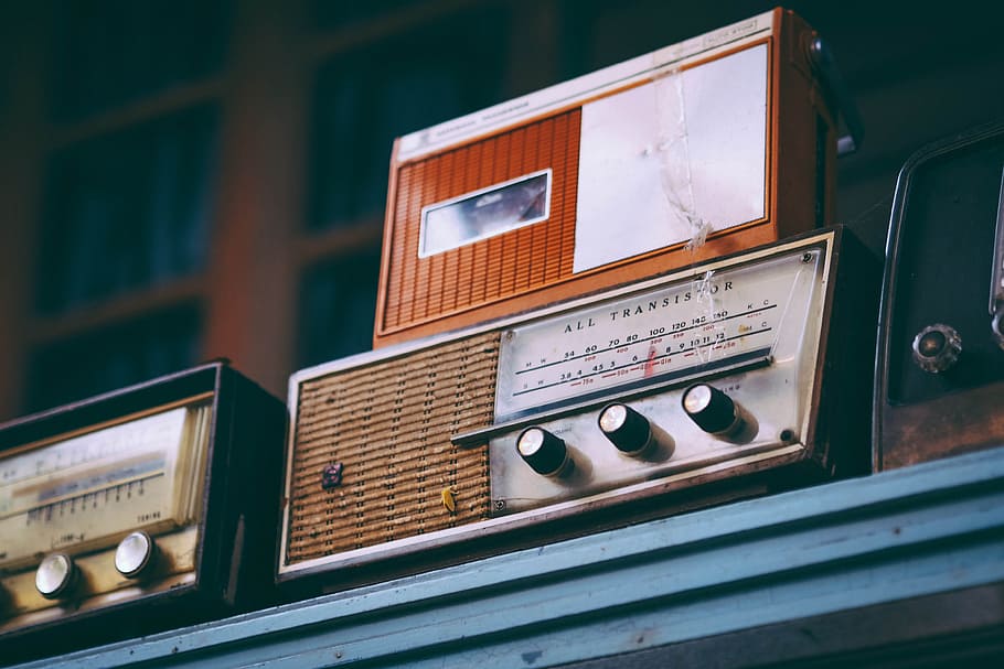transistor radios, radio, old, vintage, retro, antique, music, technology, background, sound