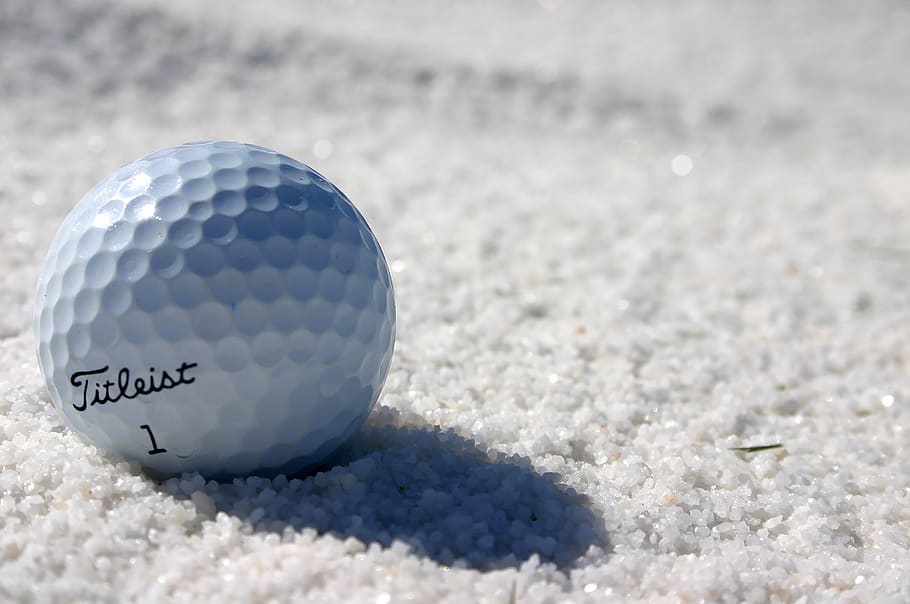 golf, ball, sand, sport, golf ball, close-up, white color, activity, leisure activity, focus on foreground