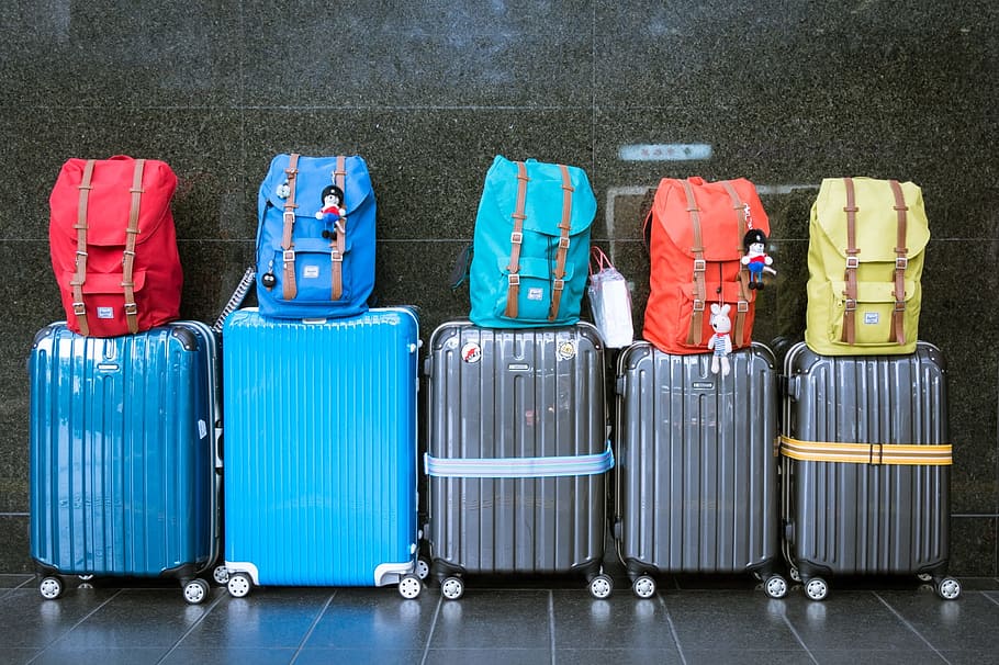 assorted-color luggage bags lot, luggage, suitcases, baggage, bags, vacation, journey, trip, travel, traveler