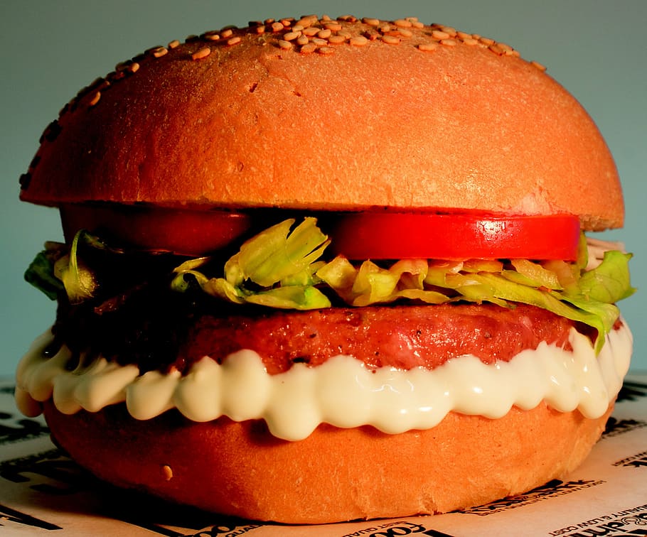burger, makanan, memasak, makanan cepat saji, penambahan berat badan, tomat, hamburger, keju, selada, gourmet