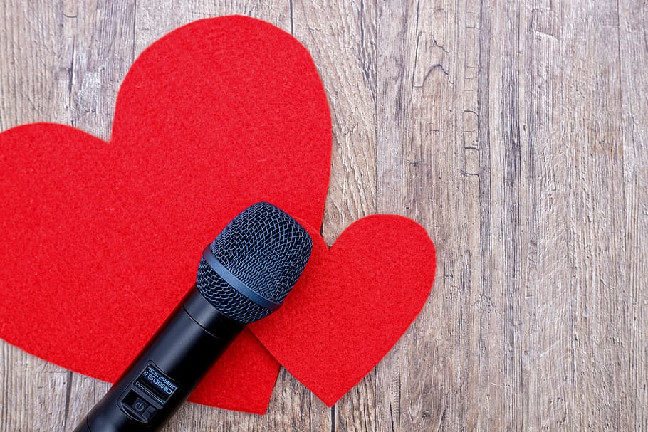 microphone, mic, sing, music, talk, audio, sound, heart, love, connected