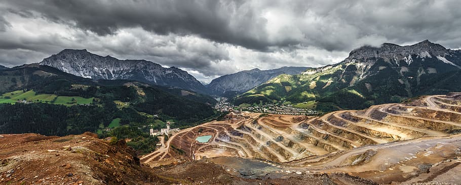 landscape photograph, terraces, pit, mine, hole, open, quarry, mining, mineral, excavation