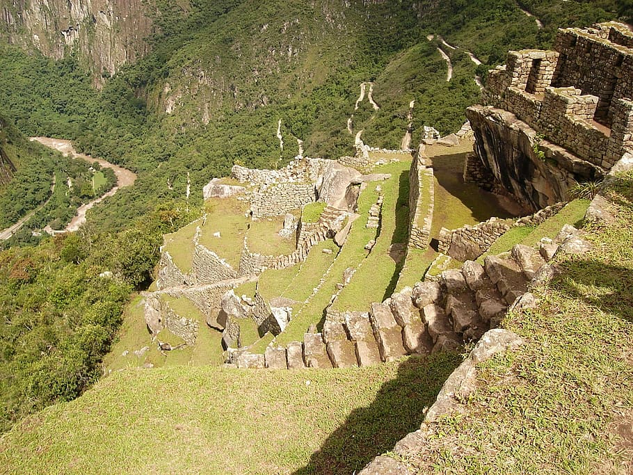 terrace steps, Terrace, Steps, Machu Picchu, Peru, photos, mountainside, public domain, stone fort, old Ruin