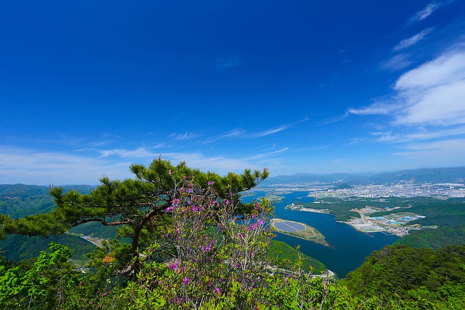 chuncheon, of password, nature, landscape, the middle, spring, mountain, forest, lake, city
