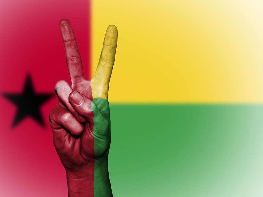 guinea-bissau, guinea, bissau, peace, hand, nation, background, banner, colors, country