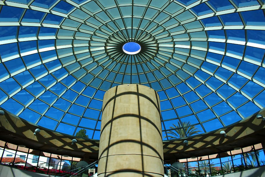 glass ceiling, dome, library, san diego state university, sdsu, architecture, roof, modern, glass - Material, blue