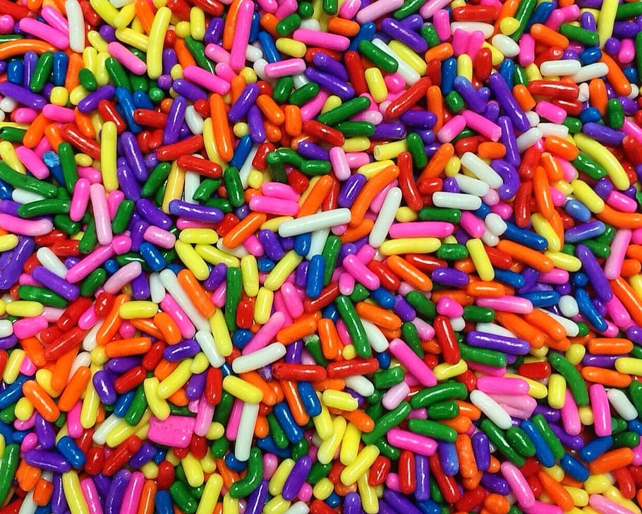 bunch of sprinkles, candy, toppings, sweet, colorful, sugar, multi Colored, sweet Food, backgrounds, food
