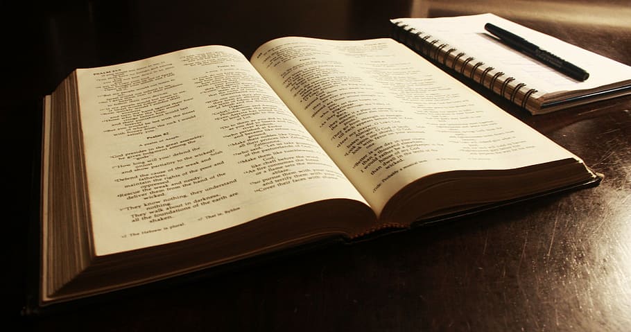 open page book, book, bible, text, literature, christianity, old, study, spiritual, learn