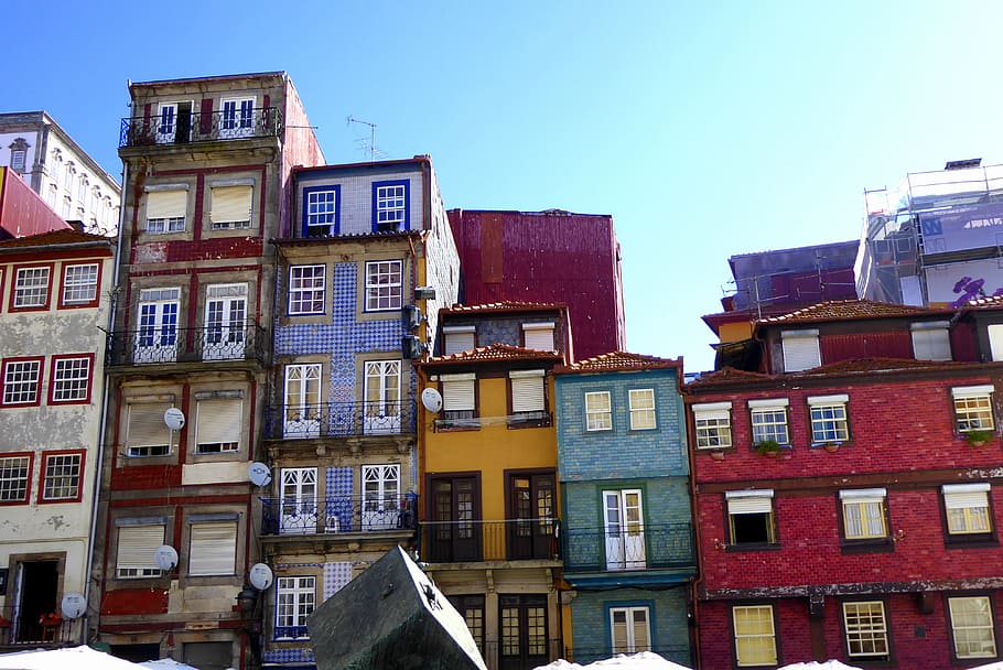 porto, color, tiles, architecture, old town, colorful, building exterior, built structure, sky, building