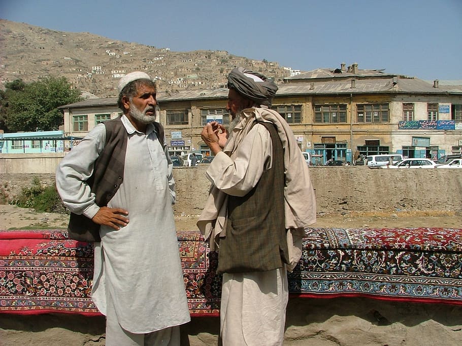 Karpet, Penjual, Kabul, Pria, penjual karpet, perdagangan jalanan, warna Gambar, di luar ruangan, orang, hari