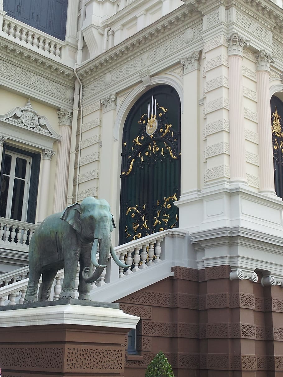 estatua de elefante, templo, tailandés, arquitectura, escultura, estatua, arte y artesanía, estructura construida, representación, exterior del edificio