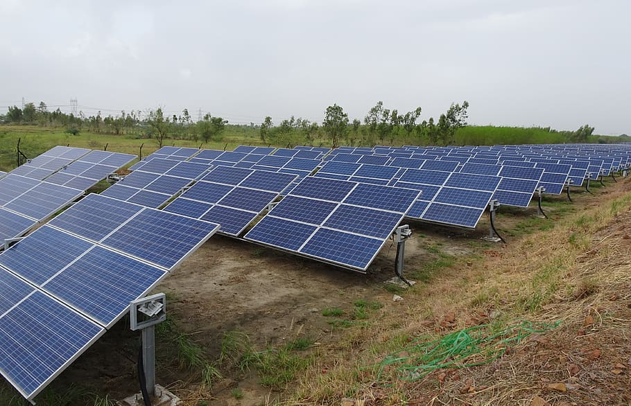 solar panels, renewable energy, photo-voltaic, solar energy, electricity, canal bank, narmada canal, gujarat, india, alternative energy