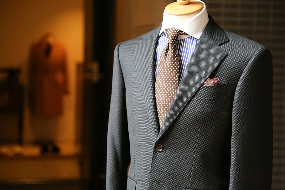 gray, brown, formal, attire, fashion, suit, tailor, clothes, well-dressed, mannequin