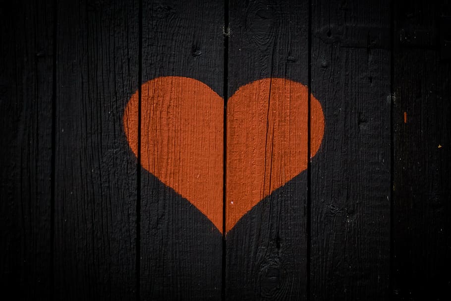 foto hati coklat, jantung, kayu, merah, hitam, valentine, kakus, cinta, roman, simbol