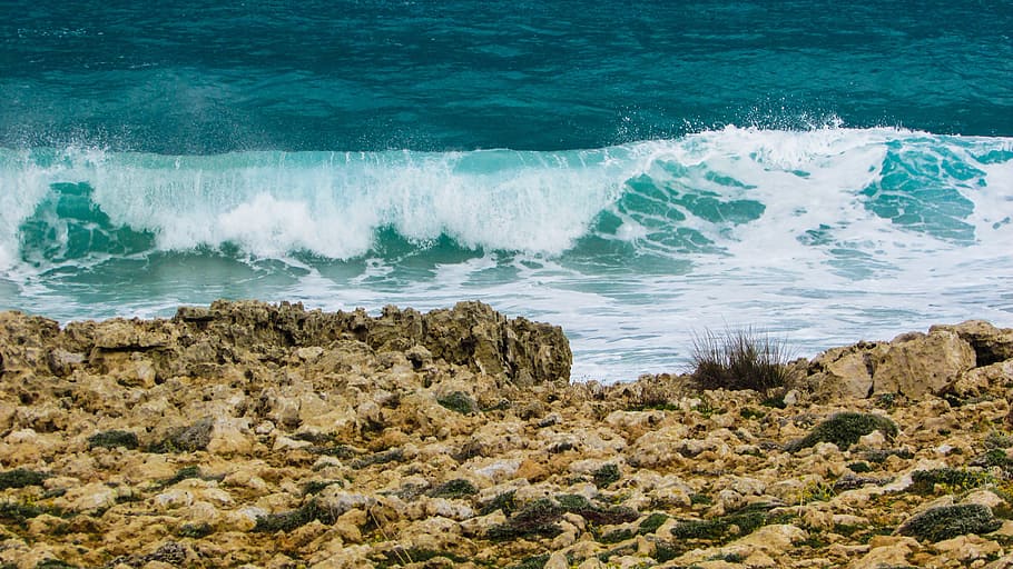 Chipre, Ayia Napa, Ondas, costa rochosa, costa, água, natureza, mar, beleza da natureza, ninguém
