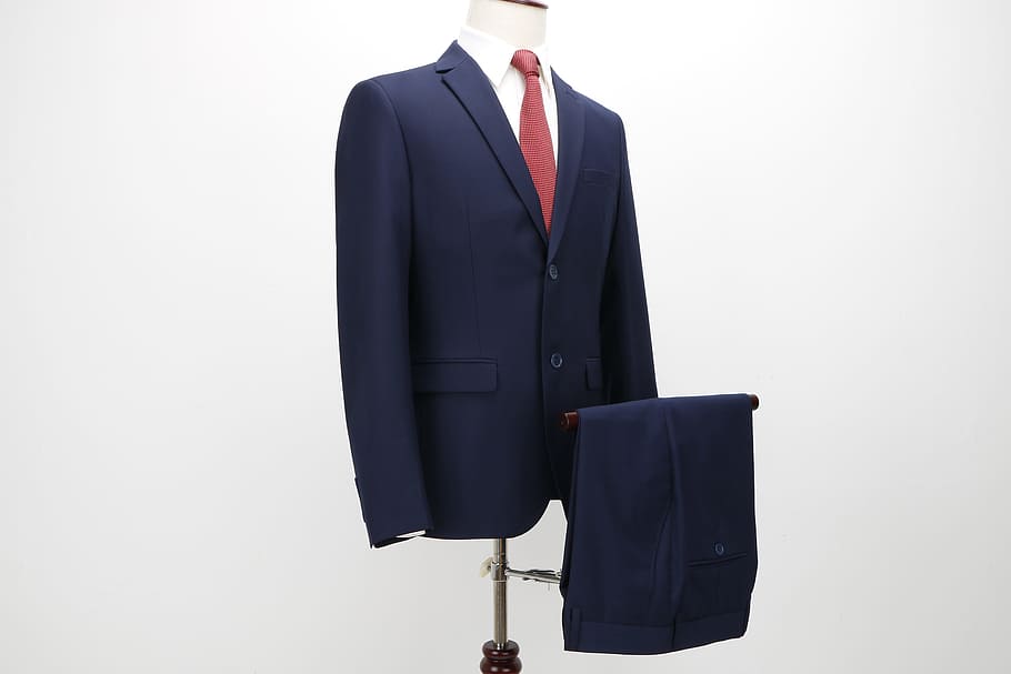 blue, notched, lapel suit jacket, torso mannequin, suit, suits, men's suits, business, business person, businessman