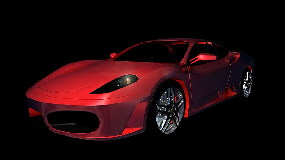 vermelho, ferrari f 430 coupe, f430, ferrari, carro esportivo, automático, automóvel, carro de corrida, contorno, metálico