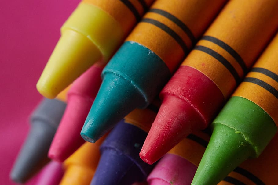 crayons, close up, background, colorful, assortment, box, art, drawing, creative, school