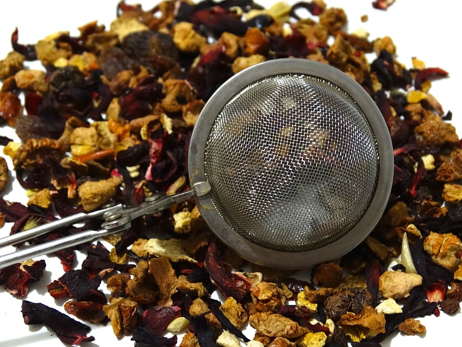 tea ball tong, dried, leaves, tee, fruit tea, tea strainer, close-up, food and drink, food, still life