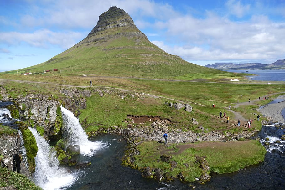 snaefellness, Islandia, semenanjung snæfellsnes, gunung, alam, gunung berapi, lanskap, panorama, air terjun, kirkjufellsfoss
