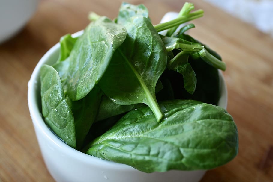 green, leaves, white, ceramic, bowl, spinach, healthy, dieting, greens, diet