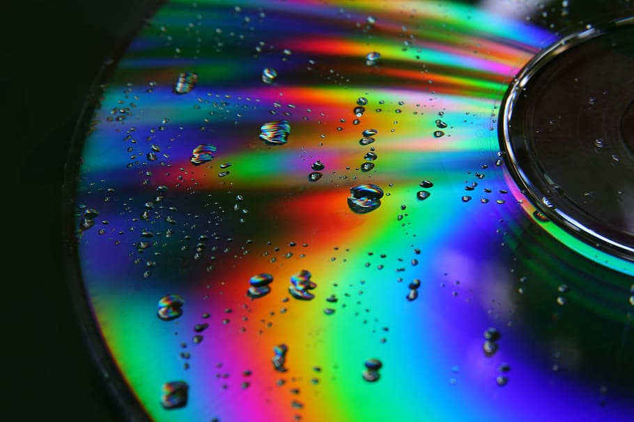 CD, DVD, Disco, Gotas, Arco-íris, Cores, cores do arco-íris, tecnologia, dados, compacto