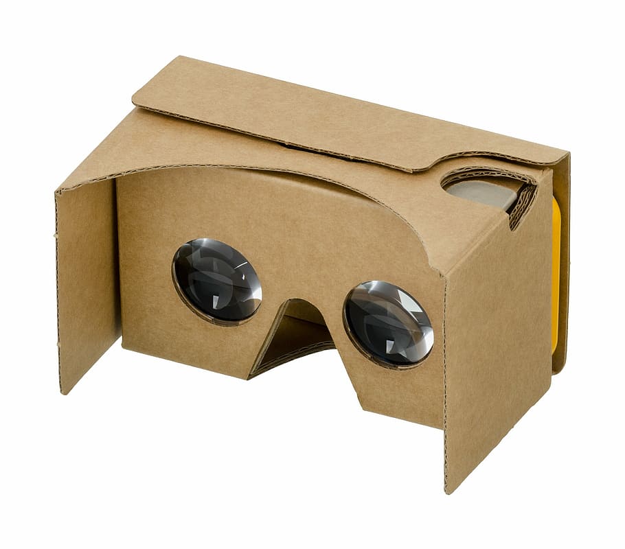 brown, cardboard box vr glasses, google, cardboard, 3d, vr, virtual reality, entertainment, glasses, technology
