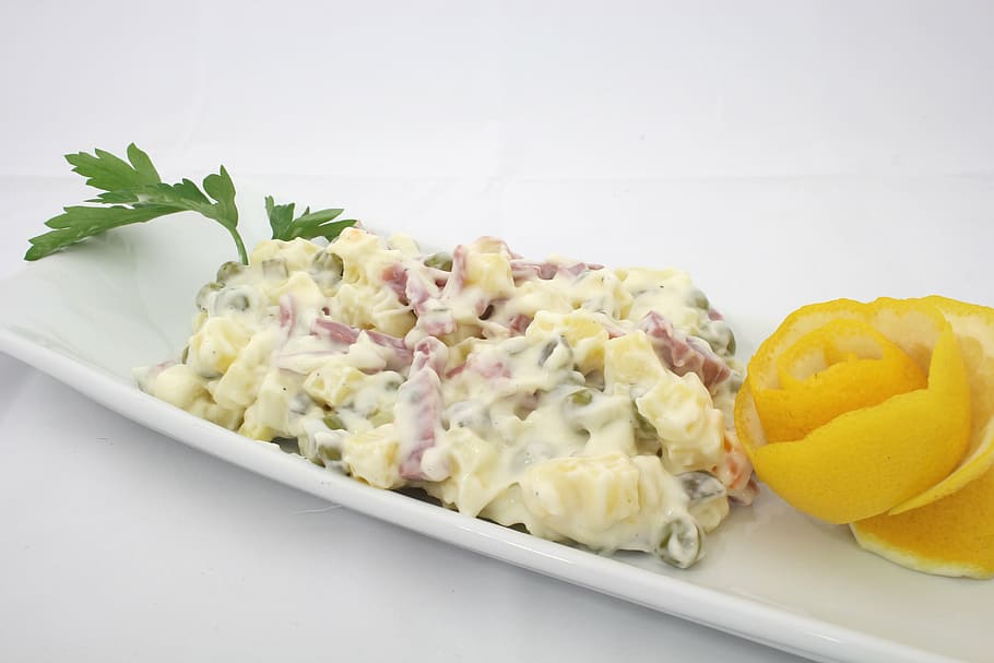 macaroni salad, platter, italian salad, mayonnaise, garnish, appetizer, cold appetizers, help, food, plate