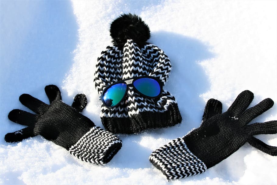 cap, gloves, wool, snow, glasses, frost, winter, white, not cold, temperature