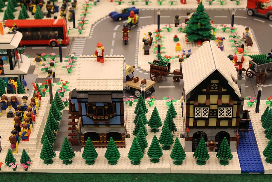 lego, toys, close-up, lego brick, lego element, toy, village, architecture, celebration, decoration
