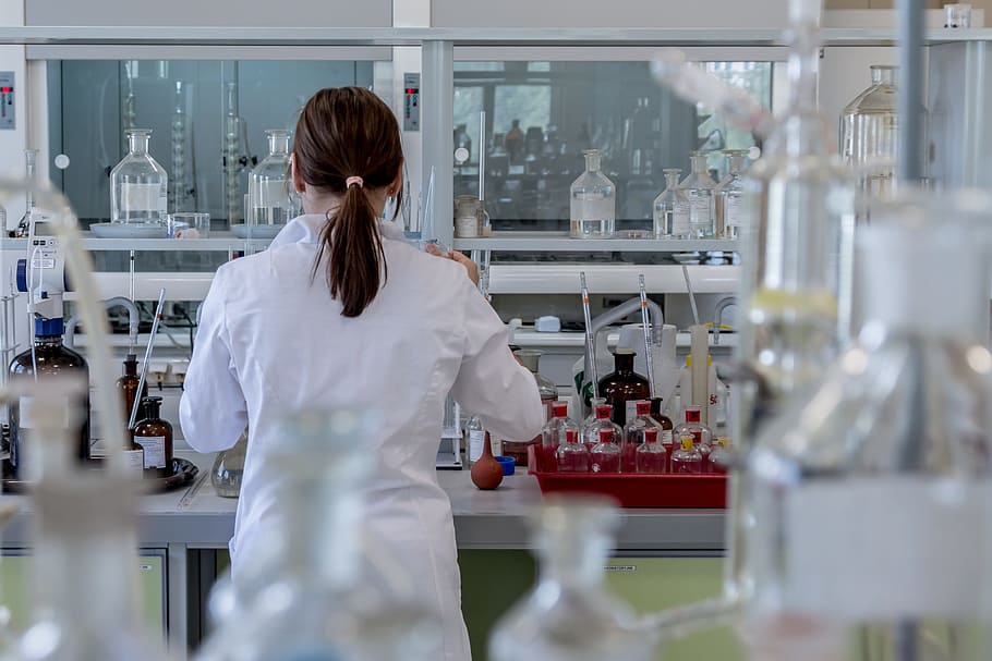 person, wearing, white, laboratory coat, laboratory, analysis, diagnostics, hospital, tube, the test