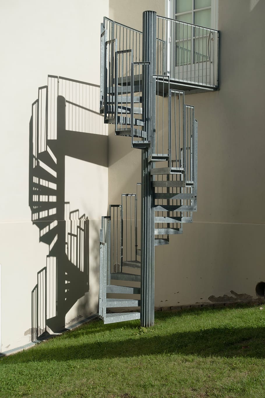 escadas, escada em espiral, gradualmente, emergência, metal, construção, arquitetura, sombra, estrutura construída, escada