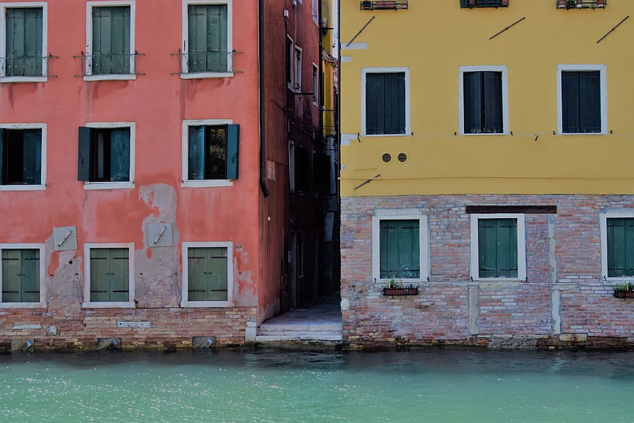 Houses, Colours, Colorful, Venice, Canal, home, building, architecture, color, residential