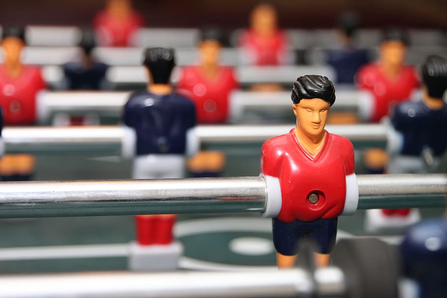 close-up photo, foosball table, close-up, foosbal, tabletop soccer, football, soccer, game, games, table