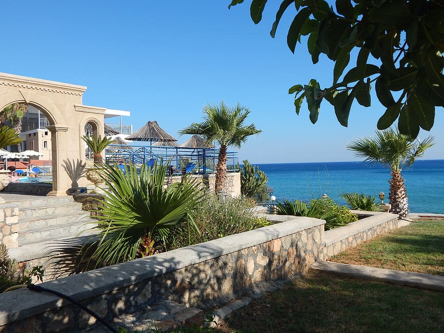 grécia, mar, praia, férias, relaxe, água, planta, arquitetura, céu, estrutura construída