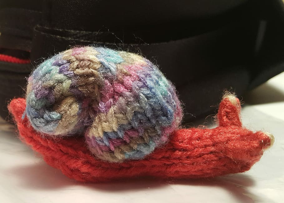 Yarn, Snail, Knit, Knitting, Miniature, wool, ball of wool, indoors, multi colored, close-up