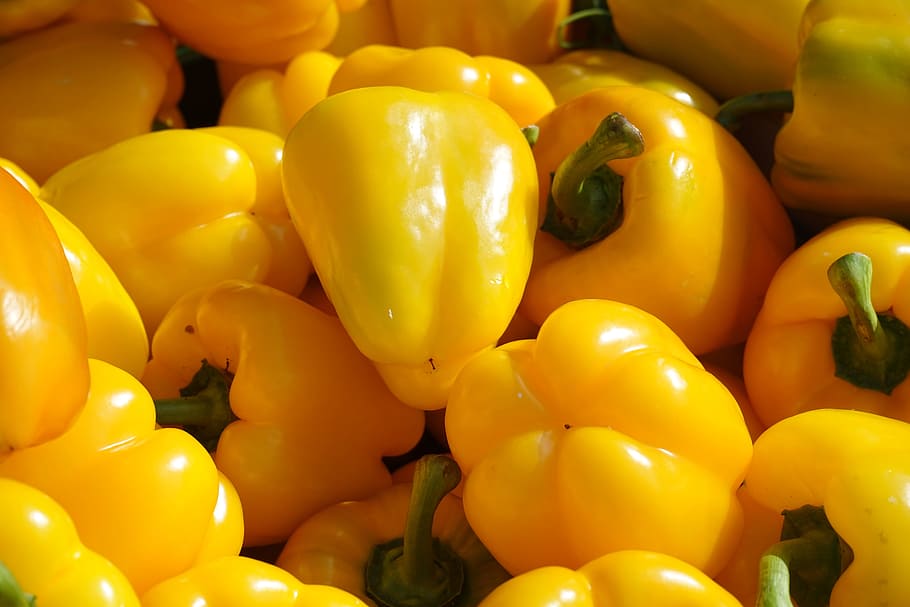 yellow bell peppers, paprika, yellow, vegetables, red pepper, food, capsicum, pepper, full frame, food and drink