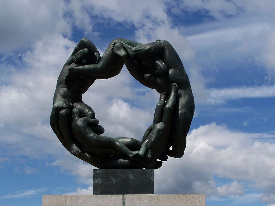 Oslo, Norway, Vigeland Park, Sculpture, cloud - sky, sky, day, outdoors, statue, art and craft