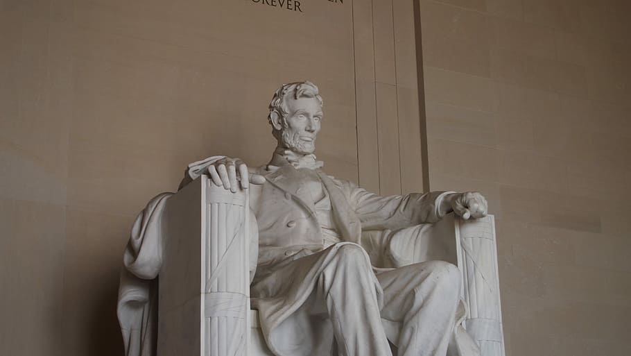 Washington DC, Estados Unidos, Washington, Lincoln, lugares de interés, estatua, escultura, Abraham Lincoln, en el interior, sin gente