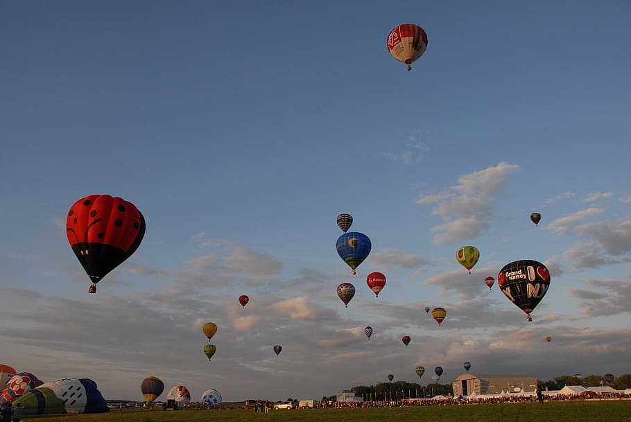 Hot-Air Ballooning, Sky, air, ball, region, lorraine, europe, metz, chambley, helium